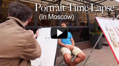 Sergeis Portrait by a street artist in Moscow